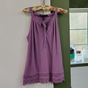 White House Black Market Lavender Top with Lace Detail